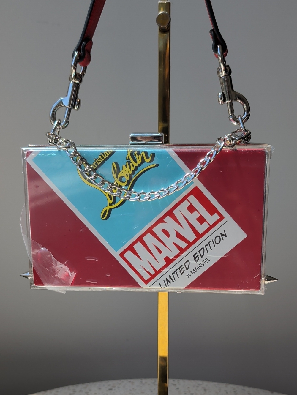 Upcycled Limited Edition Marvel X Christian Louboutin Novelty Clutch w/spikes - Picture 5 of 12